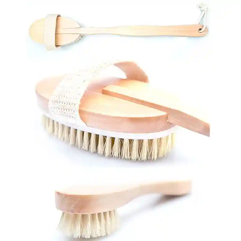 Dry Brushing Body Brush Set – Natural Bristle Spa Exfoliator Kit with Face  Cleansing Brush, Long Dry Brushing Body Brush for Lymphatic Drainage 